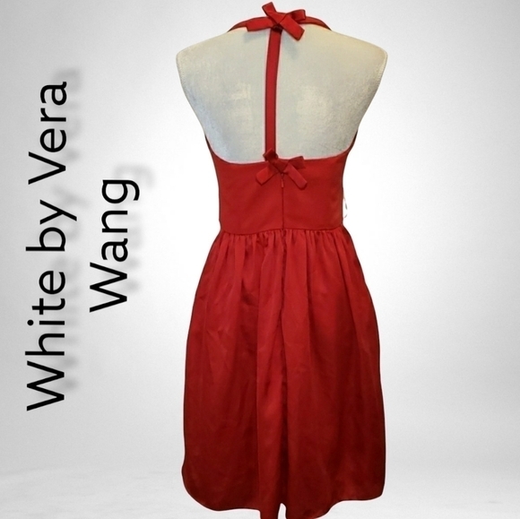 WHITE by Vera Wang Valentina Red Halter Cocktail Dress 6 Pockets EUC - Picture 3 of 11